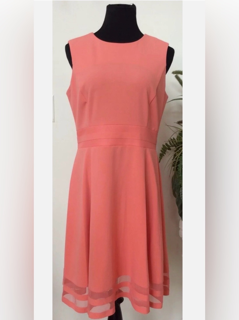 CALVIN KLEIN Sleeveless Coral A-Line Women’s Dress